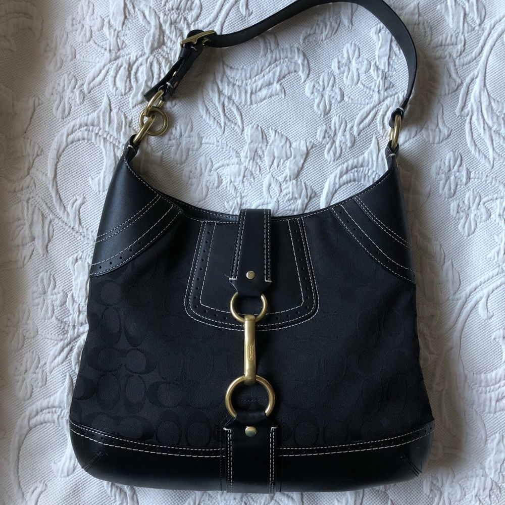 Black Coach Hamptons Hobo Bag